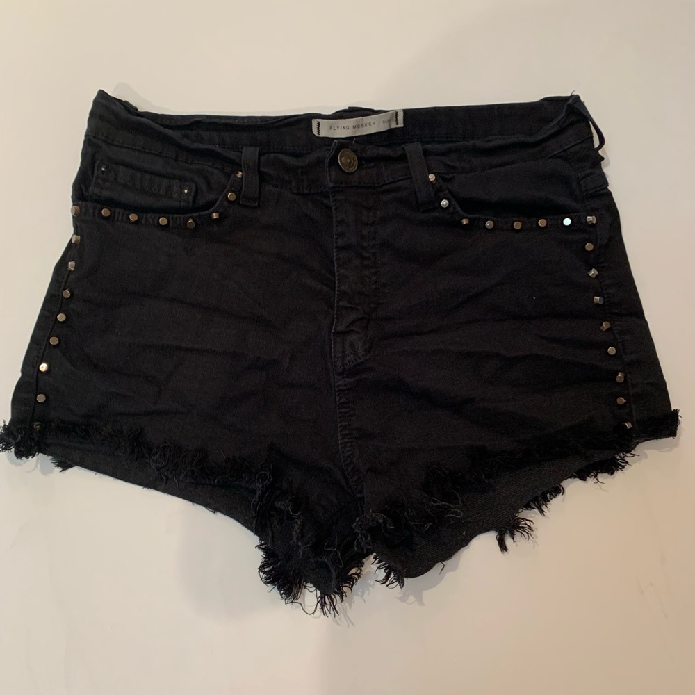 Flying Monkey studded jean shorts